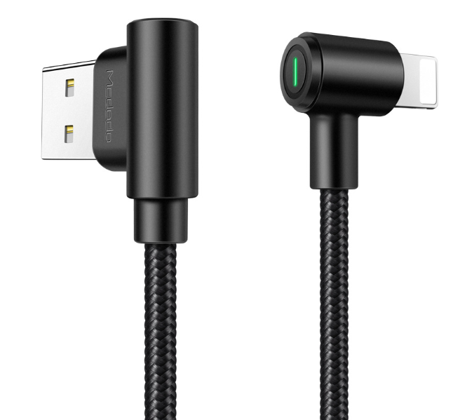 Compatible with Apple , Data cable nylon braided double elbow charging cable