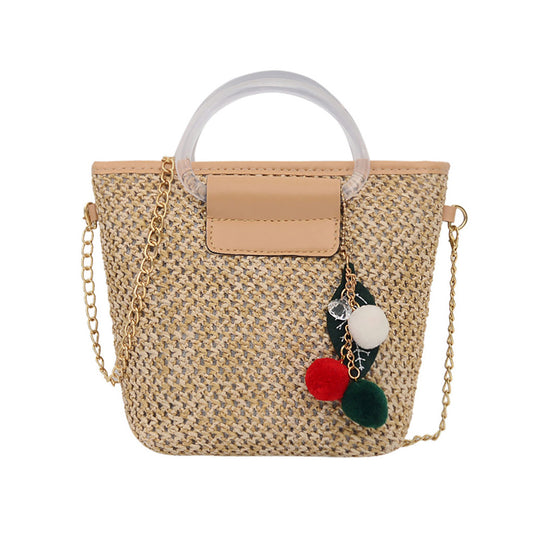 Ladies straw bucket bag