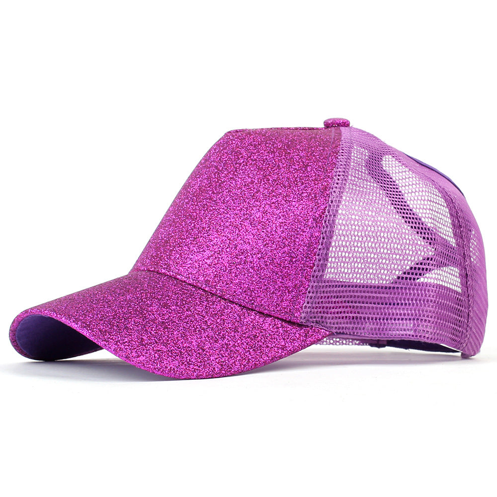 Baseball-Caps Ponytail Snapback Sequins Hip-Hop-Hat