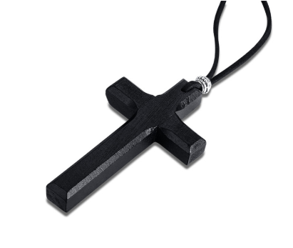 Vintage wooden cross pendant necklace