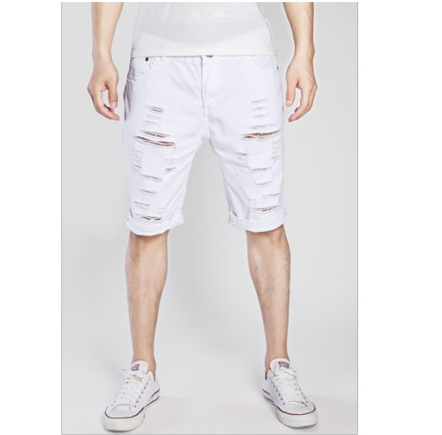 Men's casual hole washed shorts