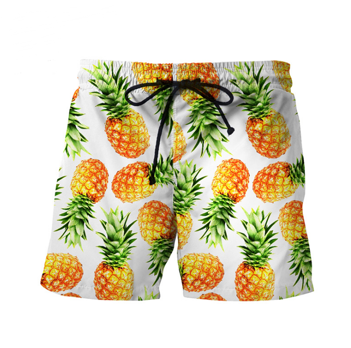 New European code swimming trunks creative pineapple printed beach pants