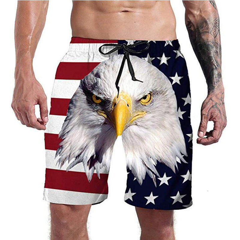 Men's Beach Pants Printed Casual Sports Pants Creative Shorts Amazon