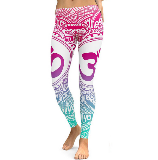 JIGERJOGER 2021 new blue decolorization Mandala   leggings women plus size XL Athletic Yoga Leggings Running fitness workout pants