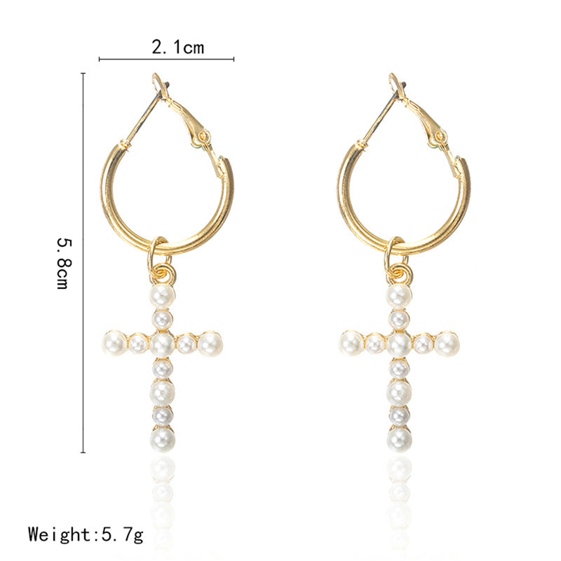 Simple Personality Cross Tassel Alloy Earrings Women