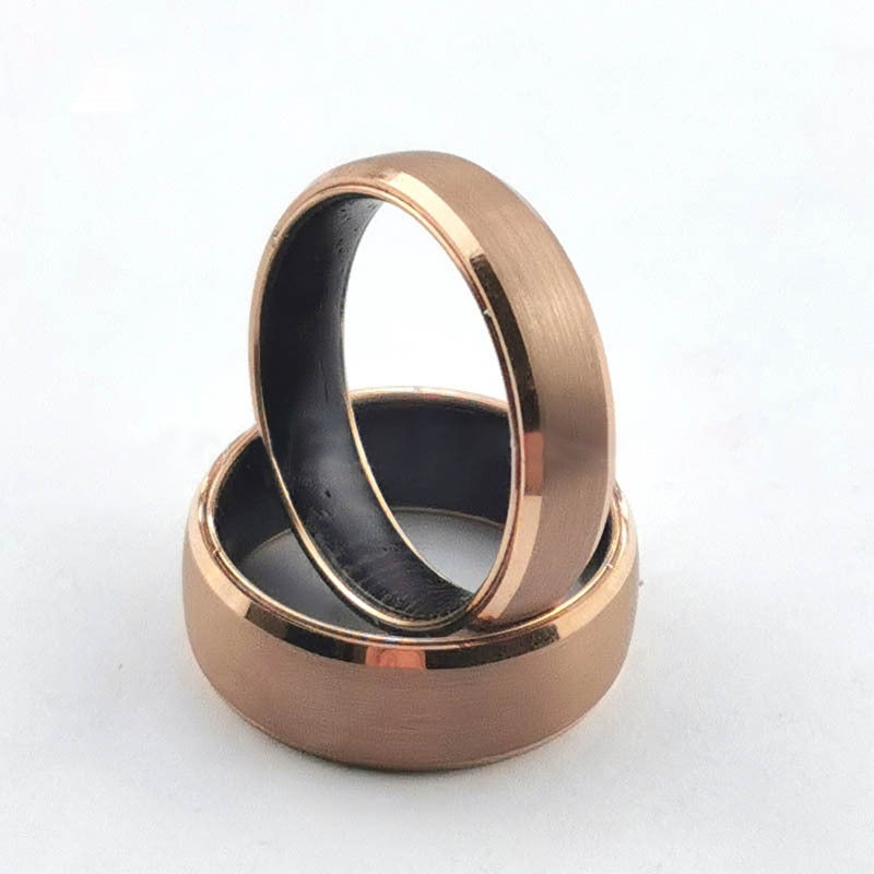 Men Tungsten Carbide Ring Rose Gold Band Ring