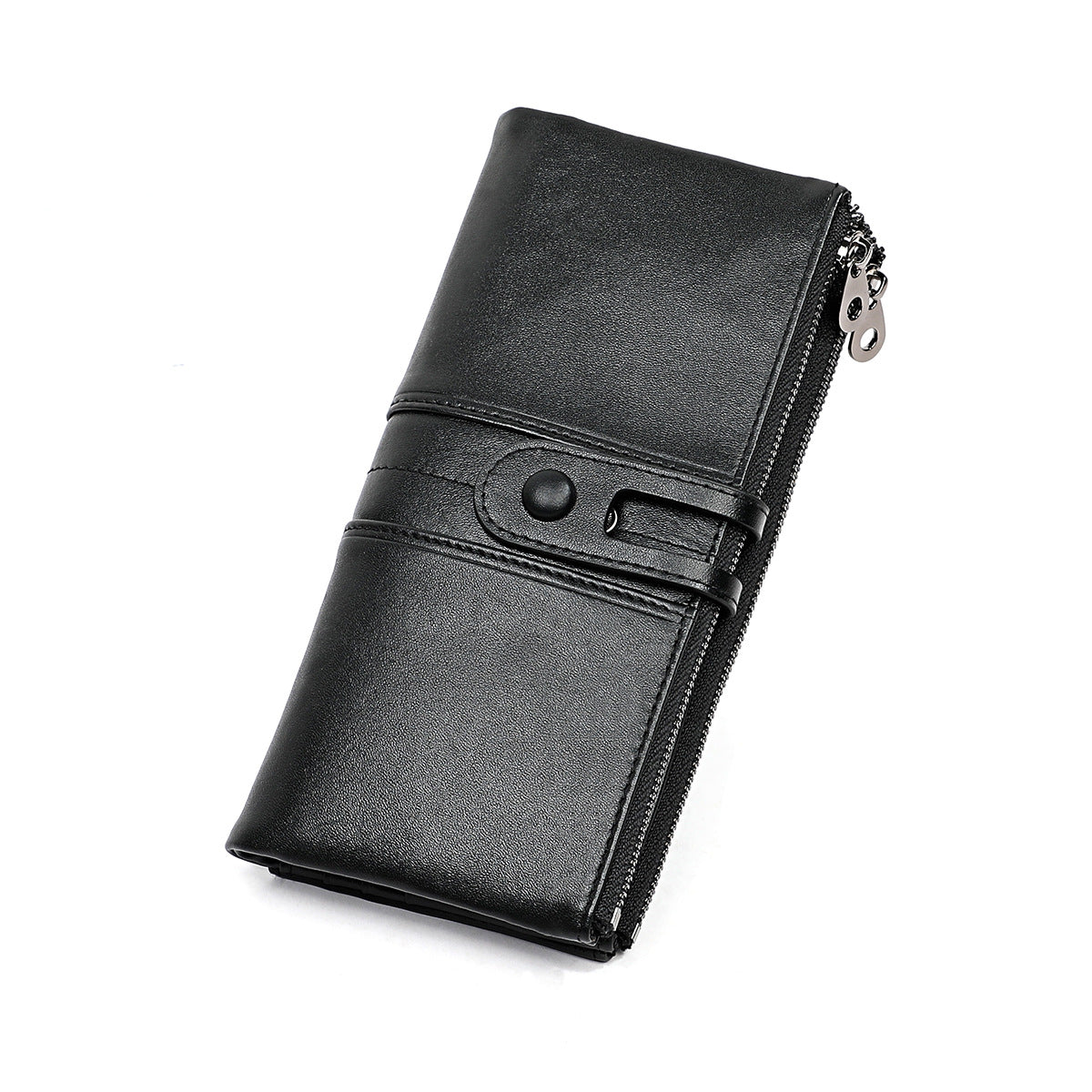 Top layer leather tri-fold wallet