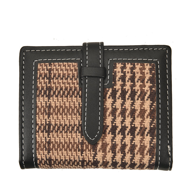 Two-Fold Buckle-Covered Geometric Print Wallet