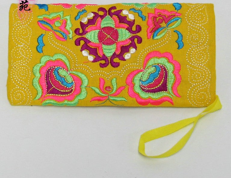 Women Ethnic Handmade Embroidered Wristlet Clutch Bag Vintage Purse Wallet