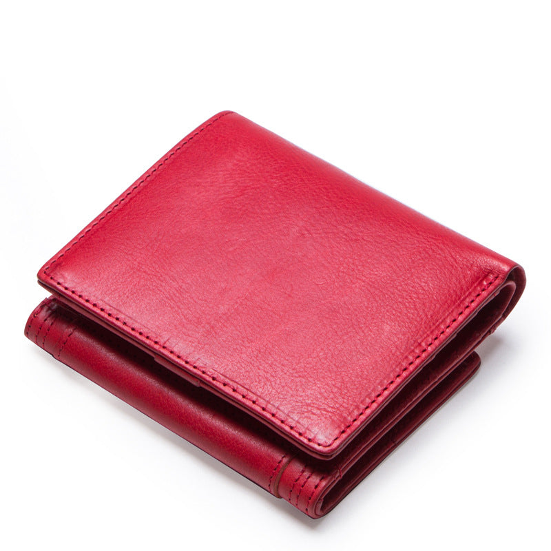 Women's leather wallet 30% short leather wallet