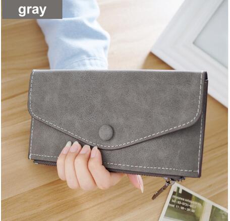 matte leather women's wallet zipper bag vintage female wallet purse fashion card holder phone pocket long women wallet