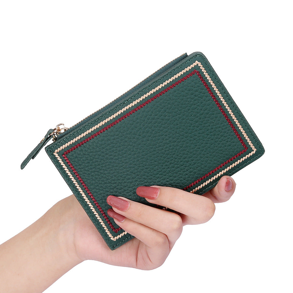 Leather Wallet Compact Ultra-thin Ladies Short