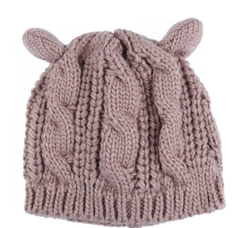 Hand Made 3D Cute Knitted Cat Ear Beanie Cap for Winter