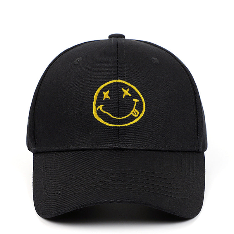 Cartoon smiley embroidered cotton baseball cap