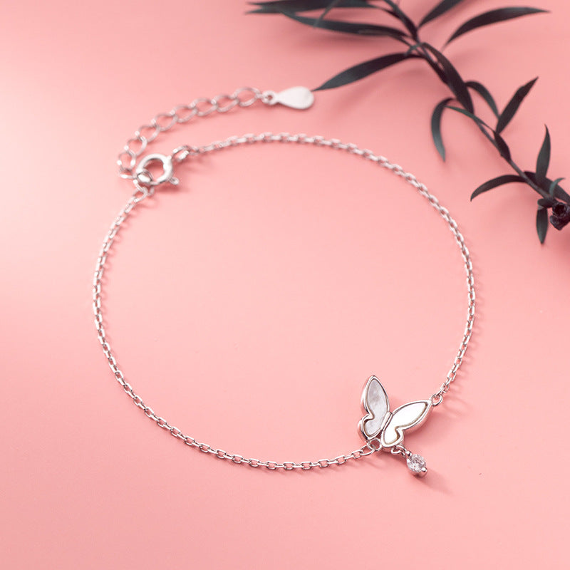 S925 Silver Butterfly Shell Bracelet Women