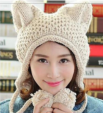 Handknitted Cat Toorie Beanie