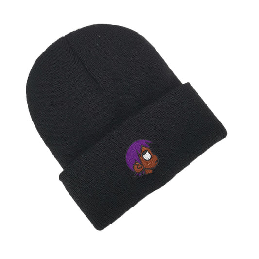 Embroidered outdoor knitted warm hat