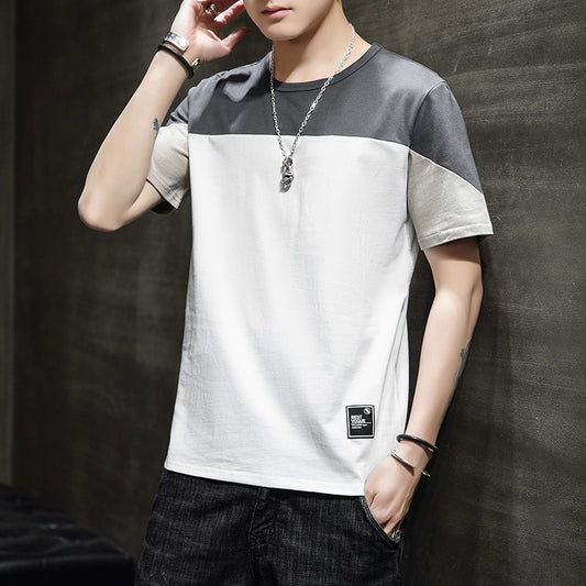 Men's stitching loose casual T-shirt