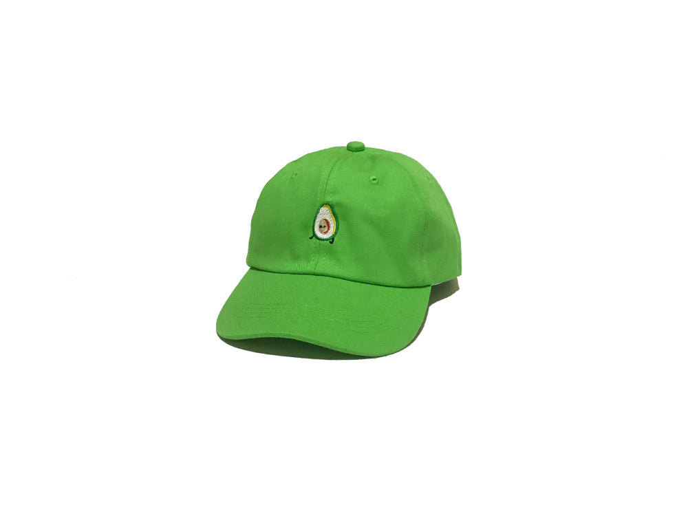 Avocado Baseball Cap With Embroidered Expression Casual Soft Top Style Curved Brim Cap