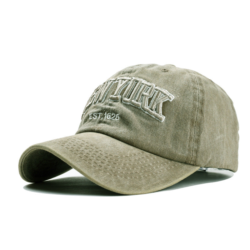 Washed cotton three-dimensional embroidered shade cap