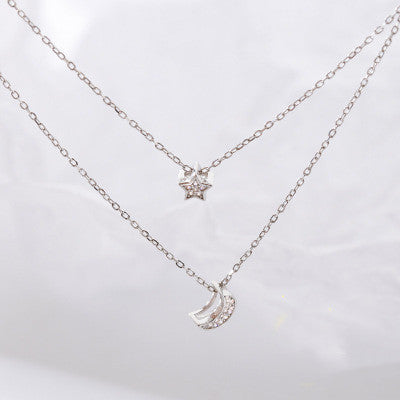 Double Star Moon Necklace Women