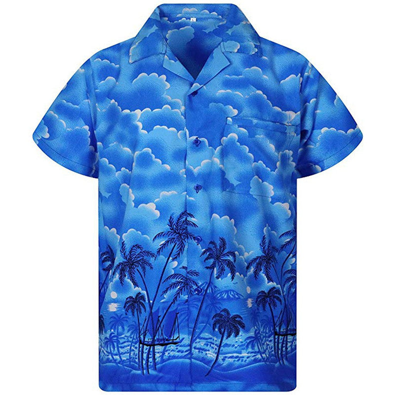 Men's Short Sleeve Shirt T-shirt Loose Top Beach Hawaiian Floral Top Summer