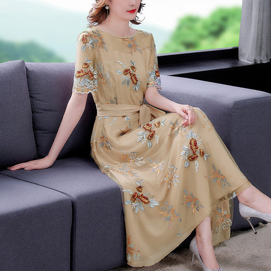 Heavy Industry Embroidery Net Yarn Dress Women