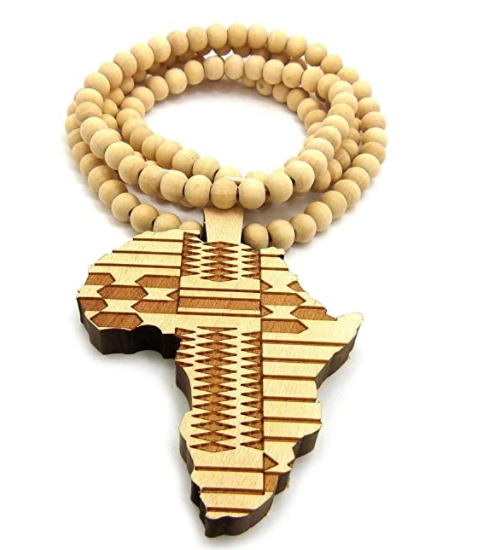 Africa Map Wooden Hip Hop Necklace