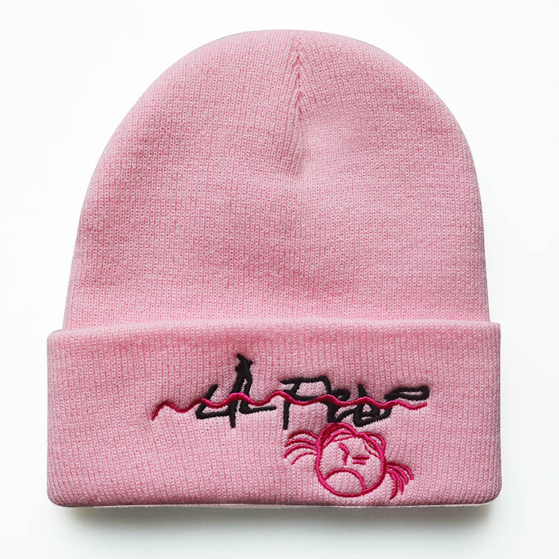 Embroidered knit hat