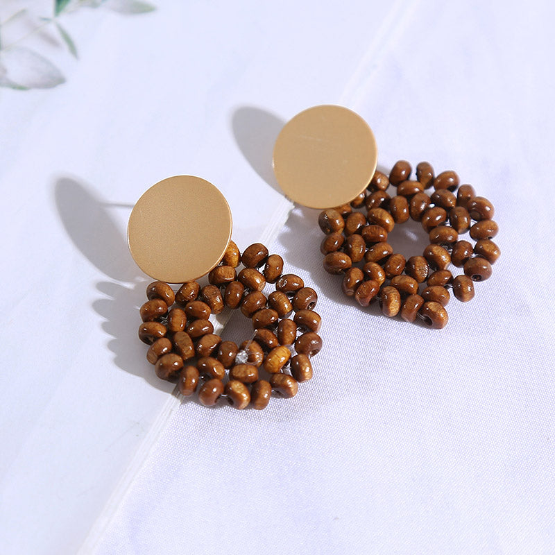 Women's wooden vintage earrings