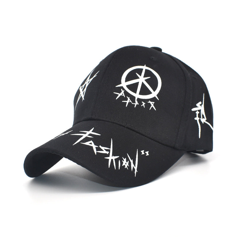 Black And White Color Matching Graffiti Baseball Cap