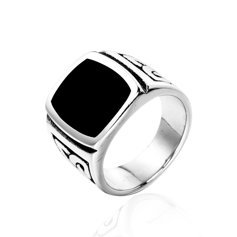 Vintage Men's Ring Jewelry Wholesale Black Dripping Men