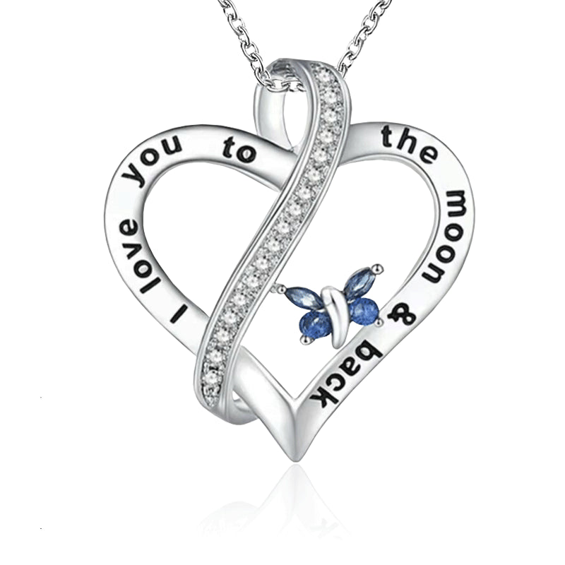 Crystal Pendant Necklace Women Letter Lettering Butterfly