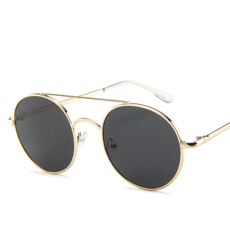 Metal Round Frame Sunglasses, Ocean Piece Sunglasses, Retro Double Beam Sunglasses