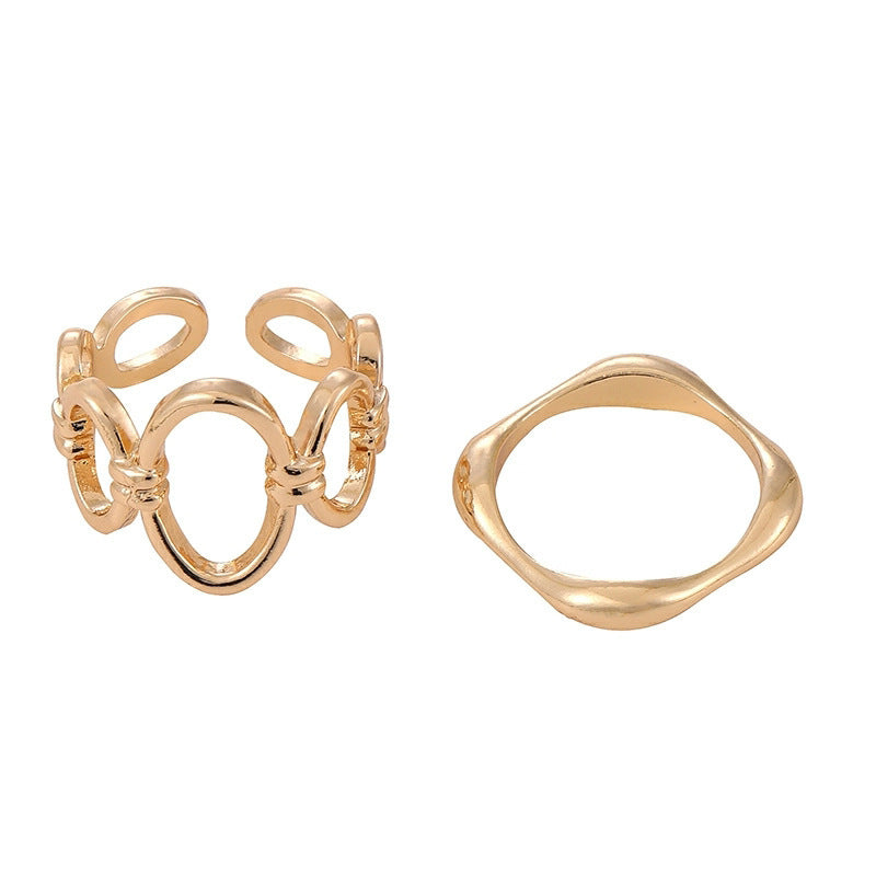 French Hollow Twisted Two-piece Ring Women