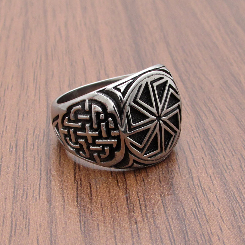 Personalized Retro Nordic Viking Mens Titanium Steel Ring