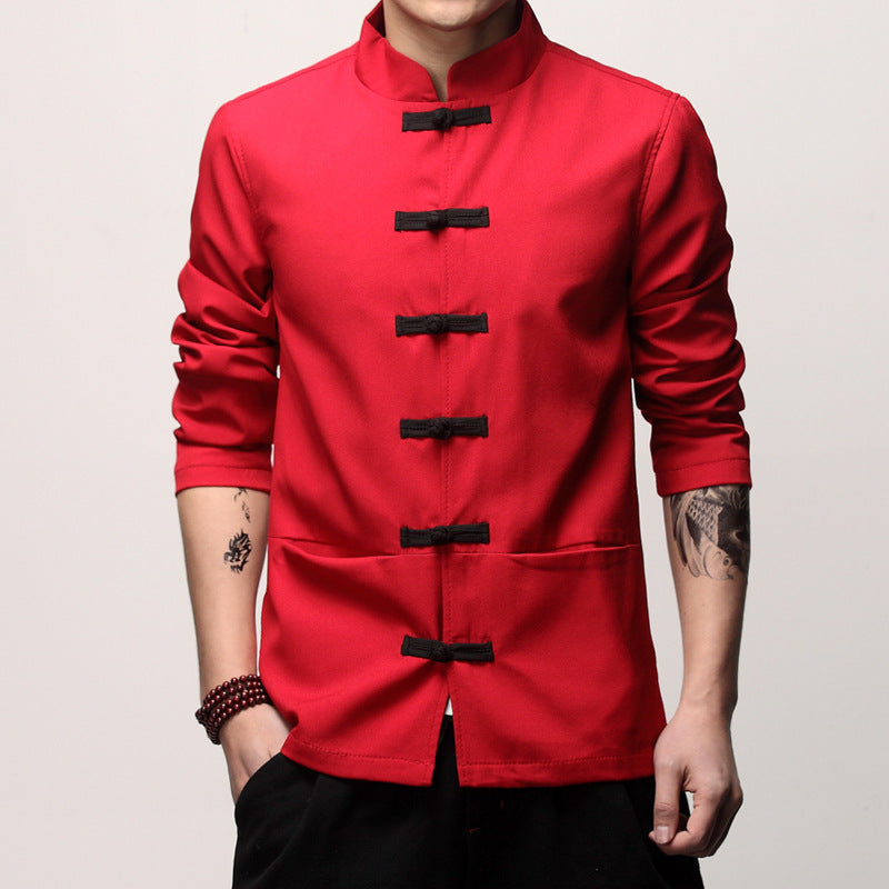 Chinese style solid color jacket men