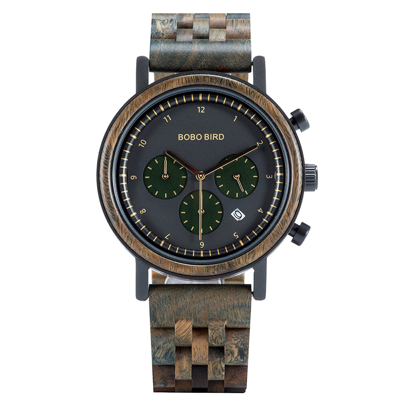 three-eyed six-pin wooden watch