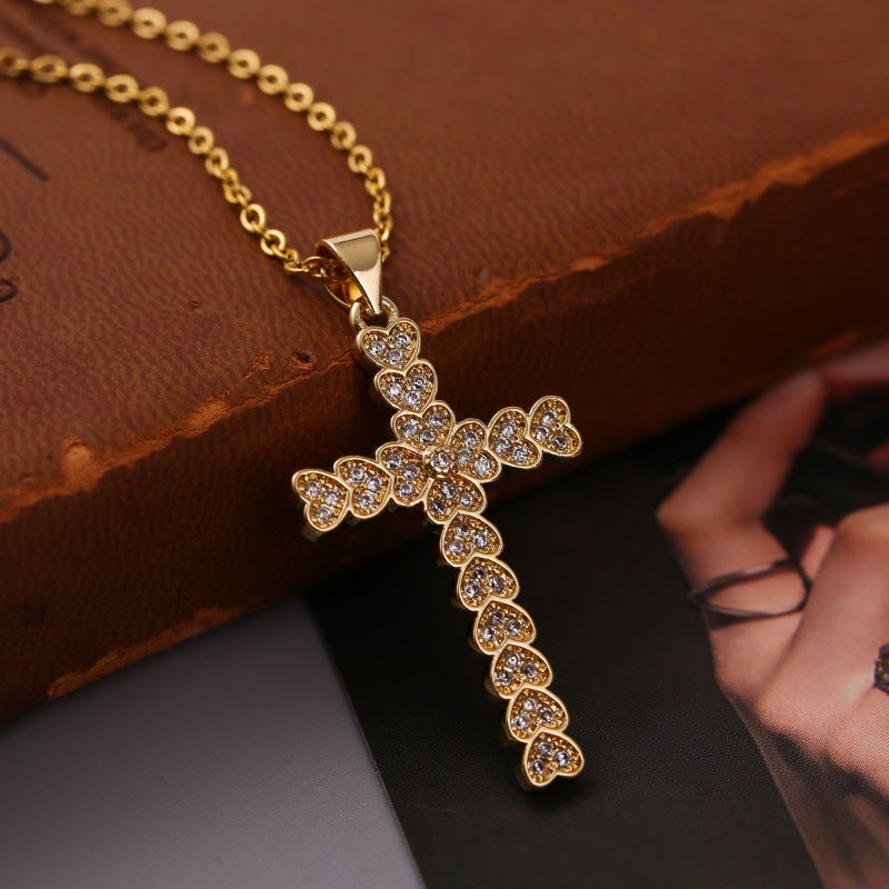 Zircon Cross Necklace Women