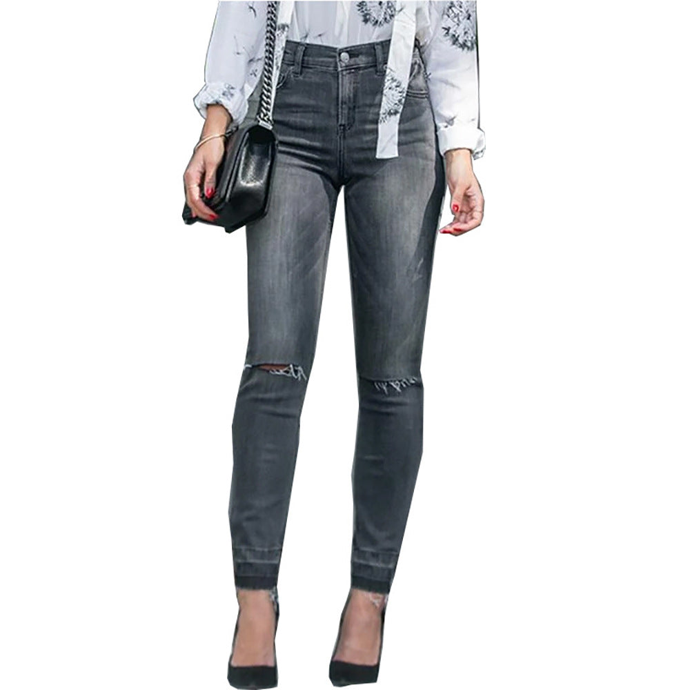 Commuter Straight Slim Sexy Ripped Jeans