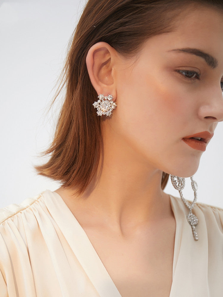 Flower key earrings women