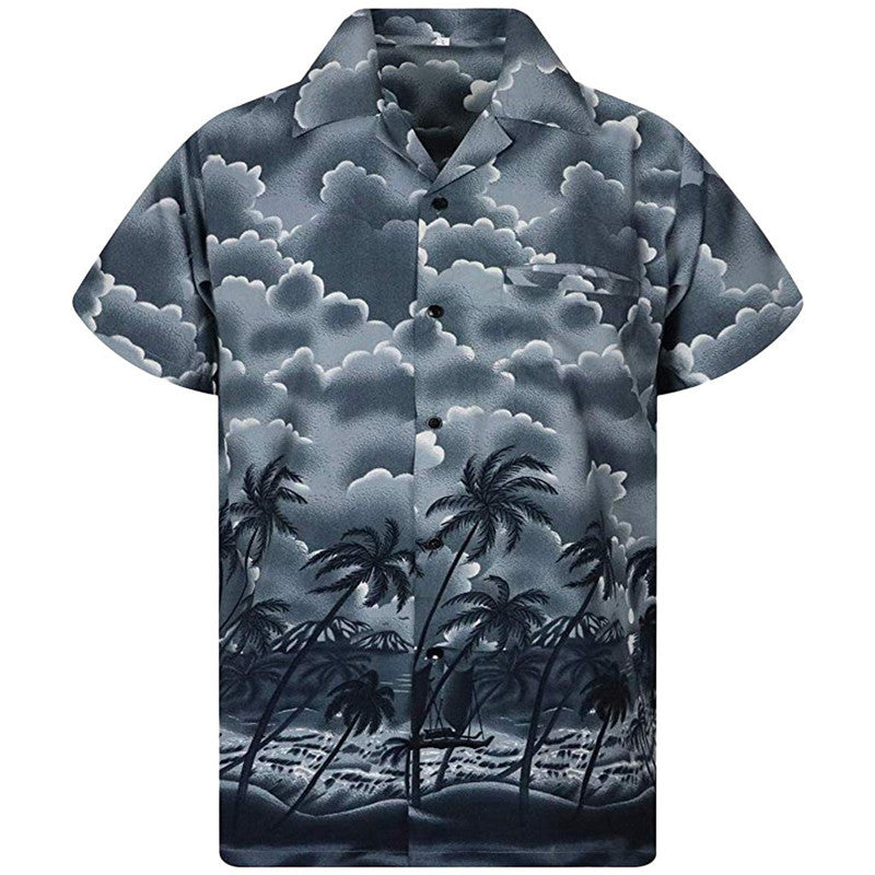 Men's Short Sleeve Shirt T-shirt Loose Top Beach Hawaiian Floral Top Summer