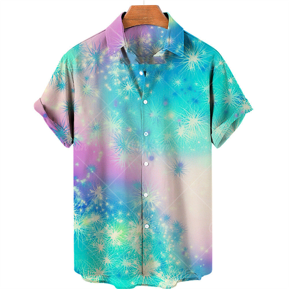 Casual Gradient Print Hawaiian Shirt Men's Vacation Beach