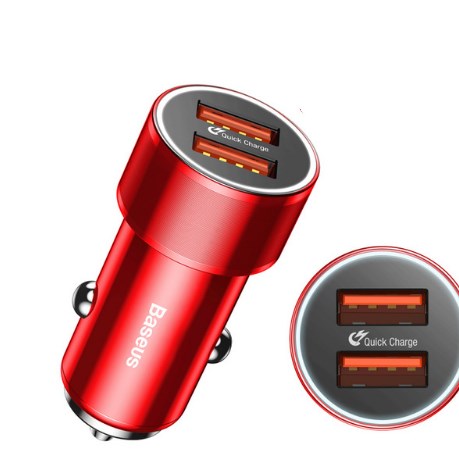 Small Screw Car Charger Dual USB QC3.0 36W Flash Charger