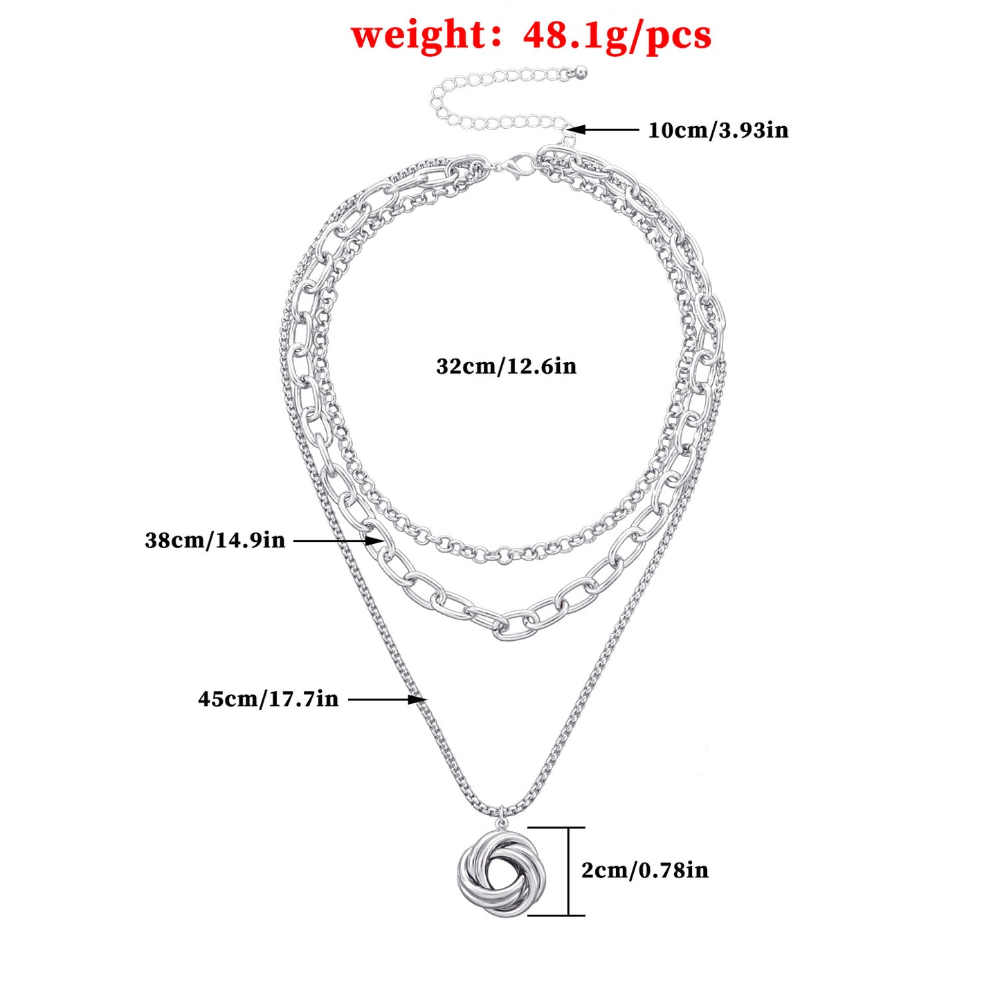 Multi-layered Sweater Chain Ring Pendant Women