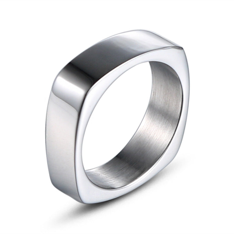 Square Stainless Steel Titanium Steel Ring For Men