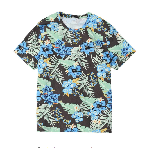 Hawaii print T shirt men casual floral high quality T-Shirt
