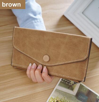 matte leather women's wallet zipper bag vintage female wallet purse fashion card holder phone pocket long women wallet