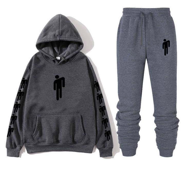 Hoodie print American singer Billie Eilish Hoodie men and women Harajuku hip hop Brilie Eilish sweatshirt set+ pants