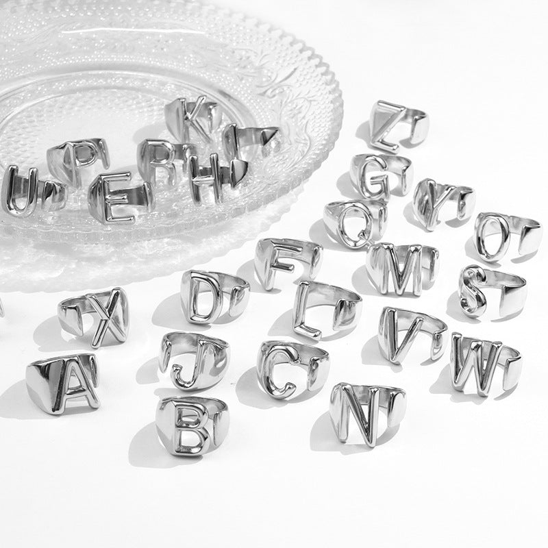 Fashion Trend 26 English Alphabet Ring Women